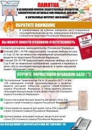 Памятки о безопасной покупке лекарственных препаратов, биологически активных или пищевых добавок.